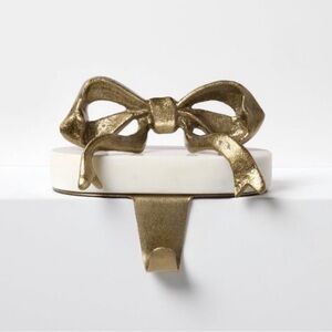 Marble and Metal Bow Christmas Stocking Holder Gold - Studio McGee